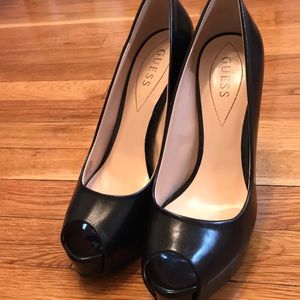 Guess Black Peeptoe 5in Heels